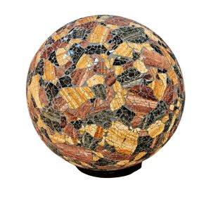 LAMPE BOULE EN VERRE MOSAIQUE OR ET GRIS 40 CM