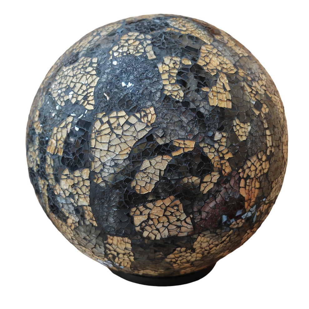 LAMPE BOULE EN VERRE MOSAIQUE OR ET GRIS 40 CM - Photo N°2