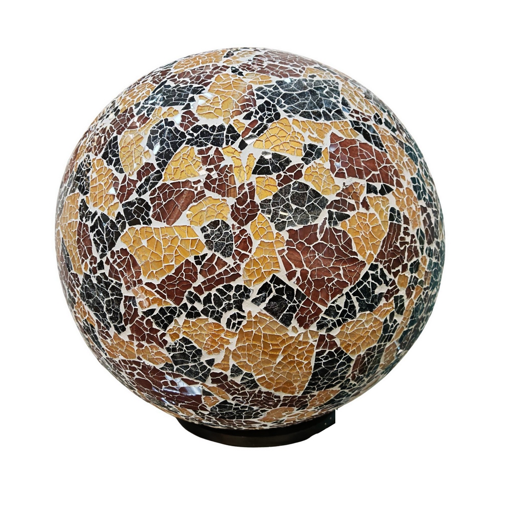 LAMPE BOULE EN VERRE MOSAIQUE OR ET GRIS 40 CM - Photo N°2