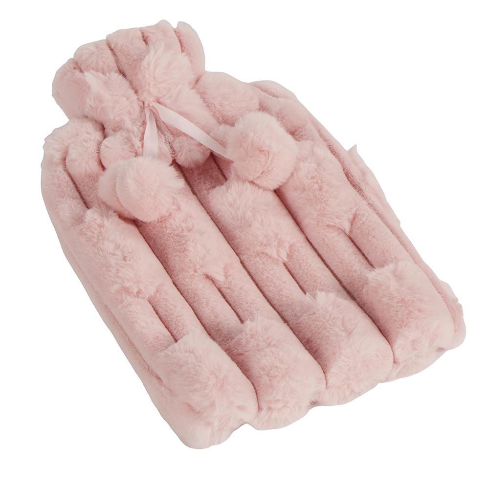 BOUILLOTTE ROSE EN FAUSSE FOURRURE 34 X 21.5 CM - Photo N°1