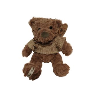 PELUCHE OURS NOMME GORDON MARRON AVEC PULL ET FOULARD 26 cm