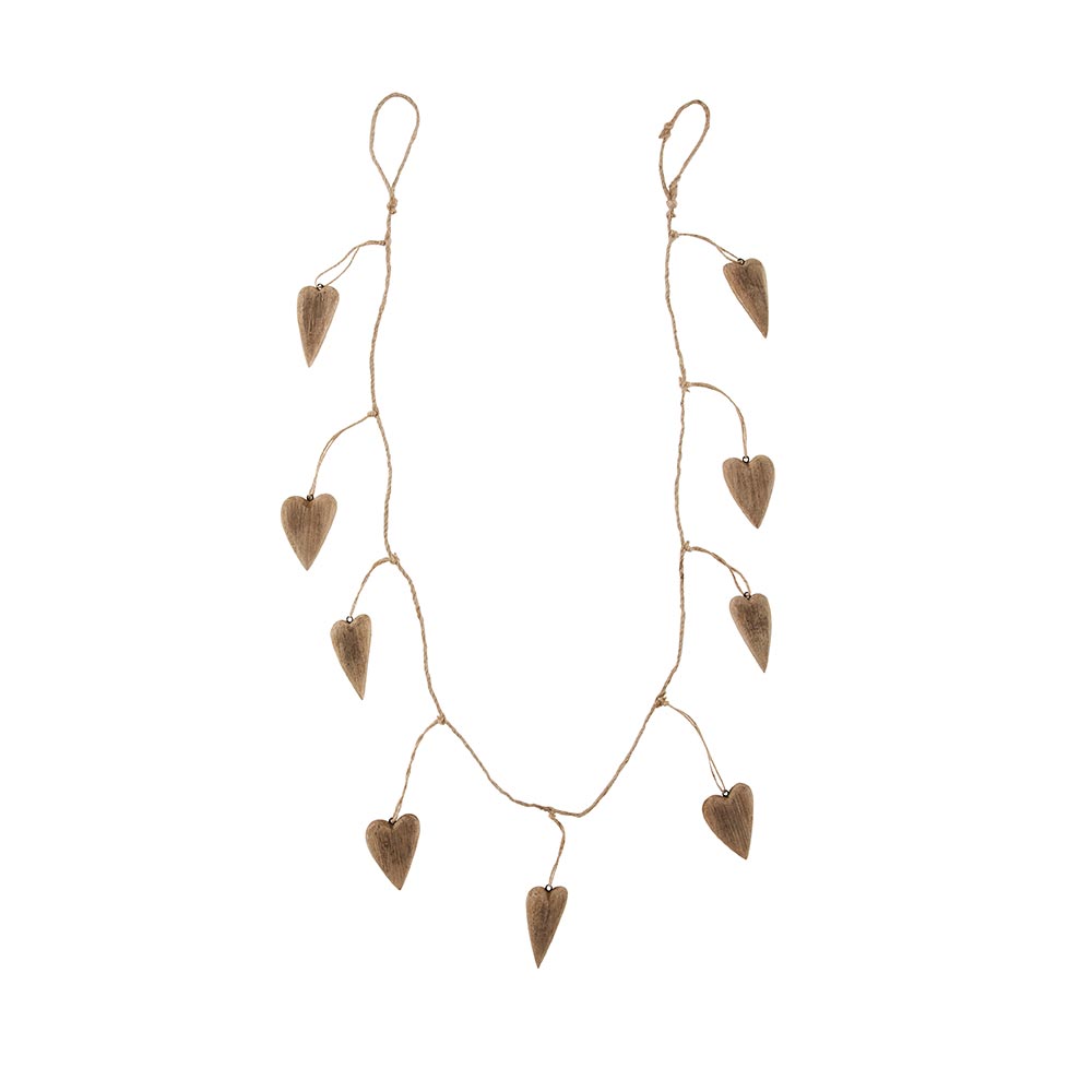 GUIRLANDE 9 COEURS BOIS EN SUSPENSION 152 X 5.2 X 1.6 CM - Photo N°1