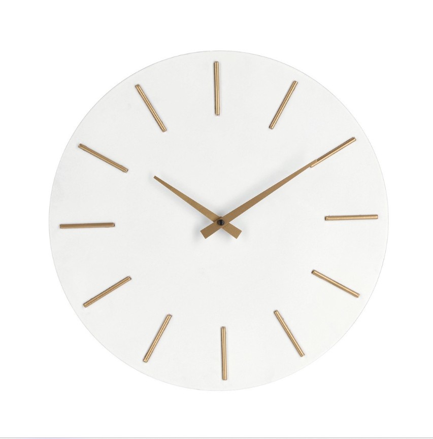 HORLOGE MURALE TIMELINE BLANCHE ET DOREE 60 CM - Photo N°1