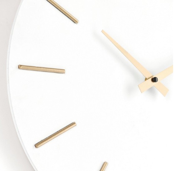 HORLOGE MURALE TIMELINE BLANCHE ET DOREE 40 CM - Photo N°2
