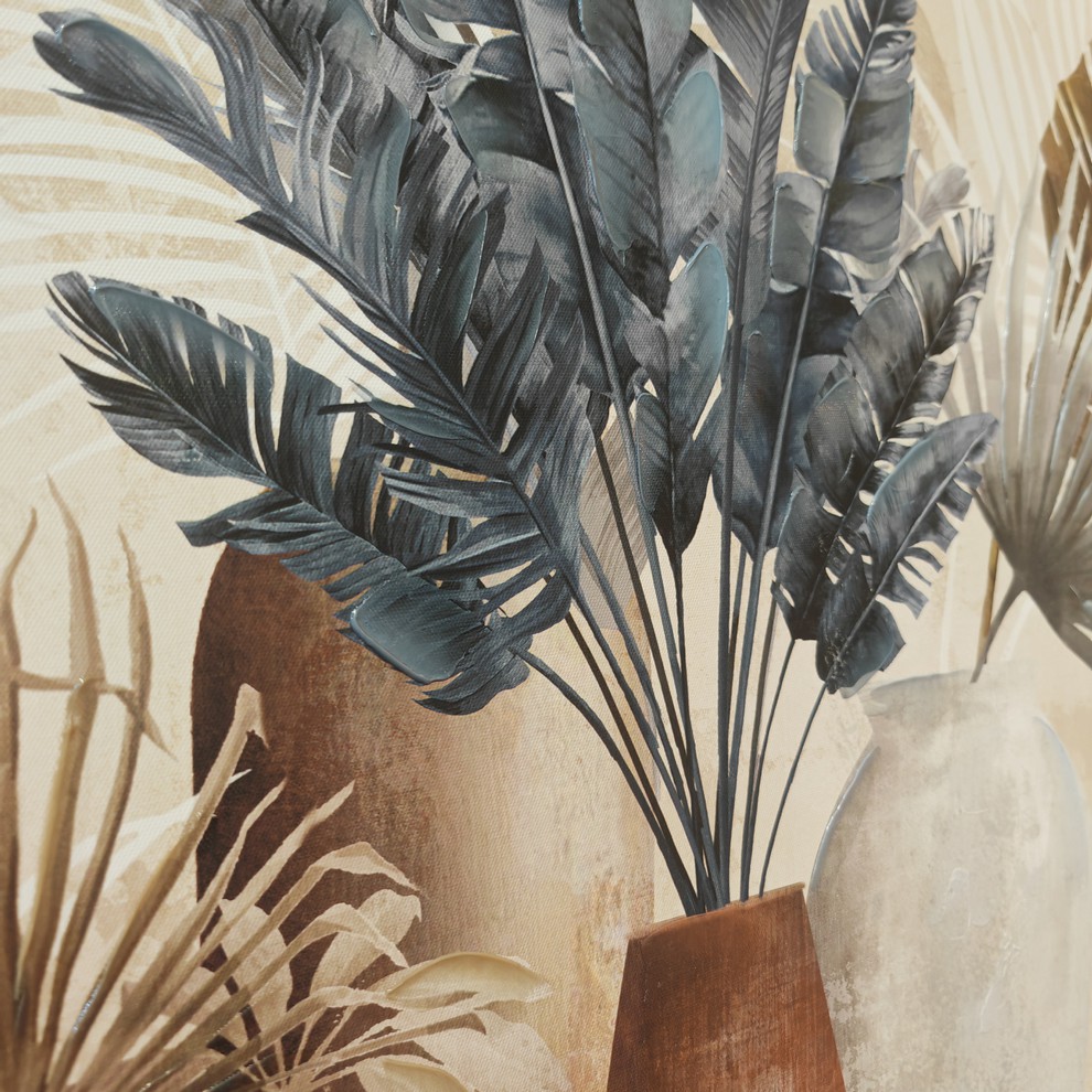 TOILE VASES ET FEUILLAGES TROPICALES 70 x 140 cm - Photo N°5