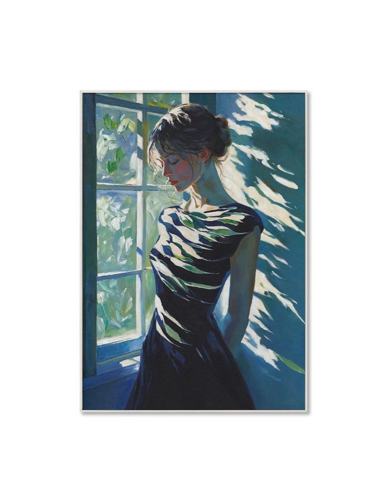 PEINTURE PORTRAIT FEMME DOMINANCE BLEU 70 X 100 X 3.8 CM - Photo N°1