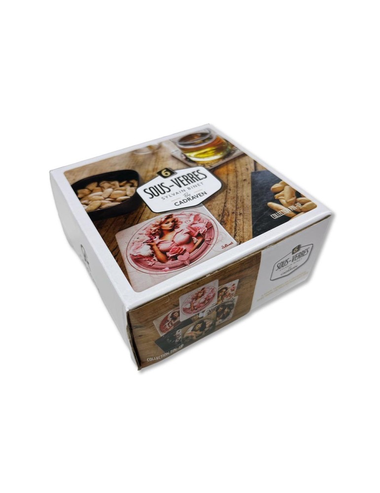 SET DE 6 SOUS VERRES DIFFERENTS COLLECTION PIN-UP S.BINET 10 X 10 CM - Photo N°5