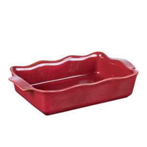 PLAT A FOUR RECTANGULAIRE ELY ROUGE GRES 36 X 21 X 8 CM