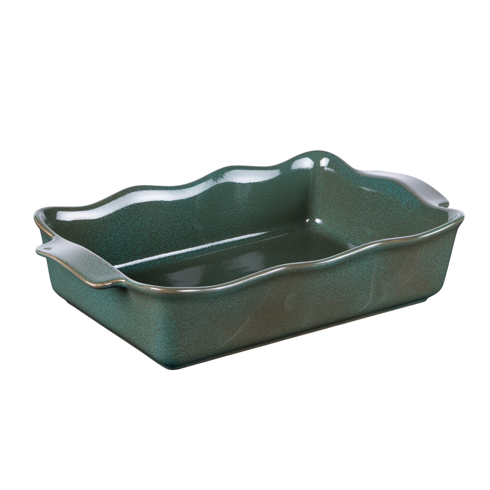 PLAT A FOUR RECTANGULAIRE ELY VERT GRES 36 X 21 X 8 CM - Photo N°1