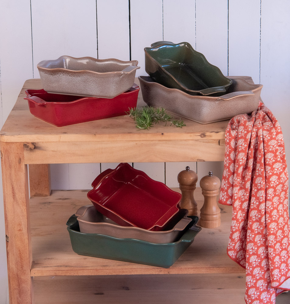 PLAT A FOUR RECTANGULAIRE ELY VERT GRES 36 X 21 X 8 CM - Photo N°3