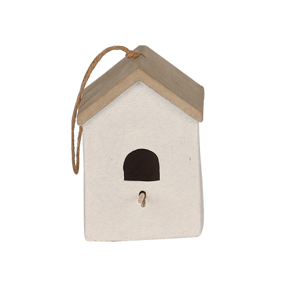 CABANE A OISEAUX TERRE CUITE BLANCHE A SUSPENDRE 14 X 20 X 14 CM - Photo N°4