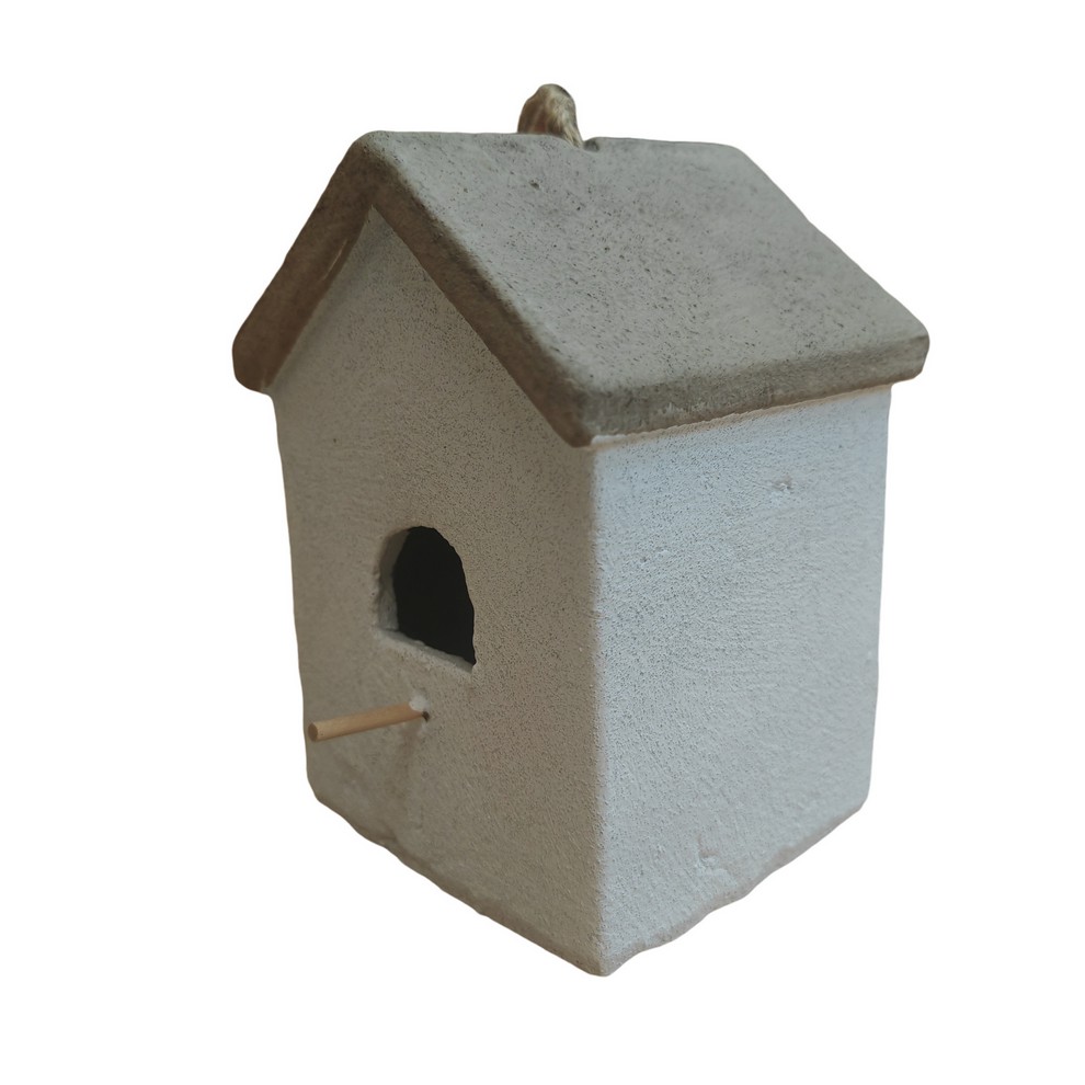 CABANE A OISEAUX TERRE CUITE BLANCHE A SUSPENDRE 14 X 20 X 14 CM - Photo N°1