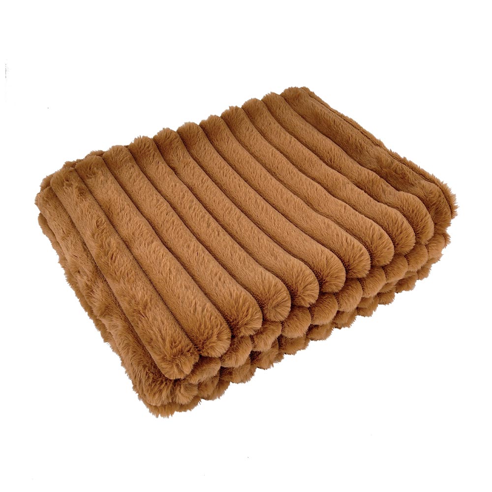 PLAID A GROSSES COTES STINA COULEUR ROUILLE 400GSM 130 X 170 CM POLYESTER - Photo N°1