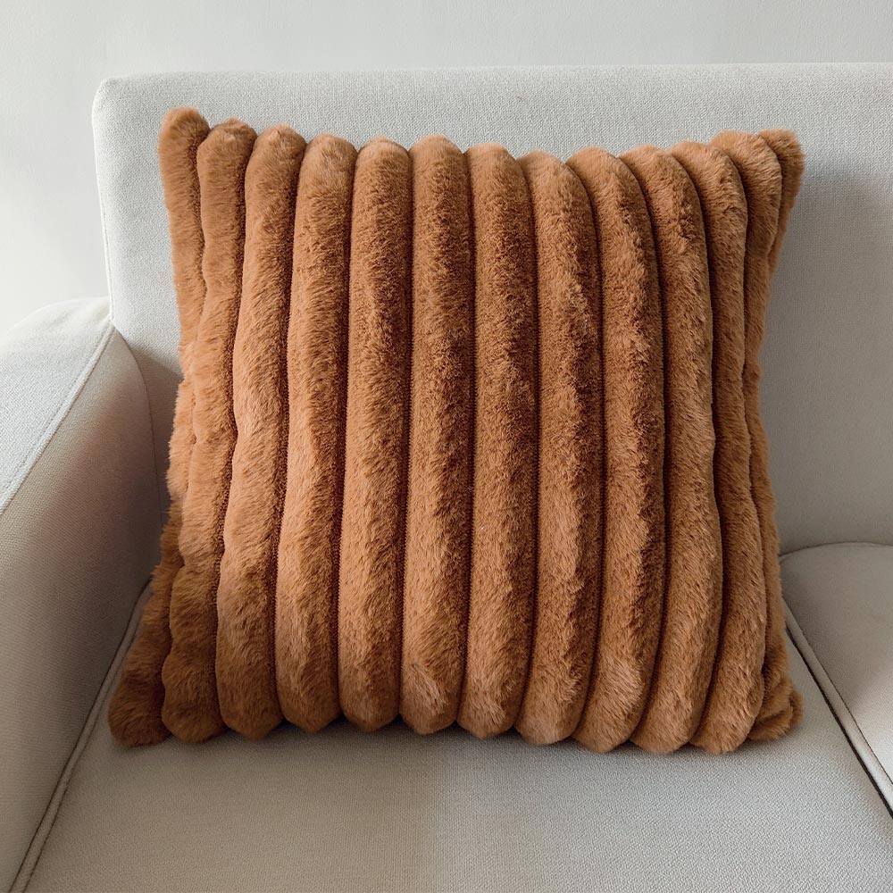 COUSSIN A GROSSES COTES STINA COULEUR ROUILLE 45 X 45 CM POLYESTER - Photo N°1