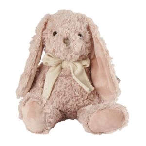 PELUCHE LAPIN ROSE NOEUD ECRU NOMMEE JEYNA 38 CM