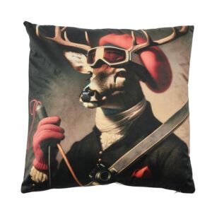 COUSSIN CERF SKIEUR  45 X 45 CM