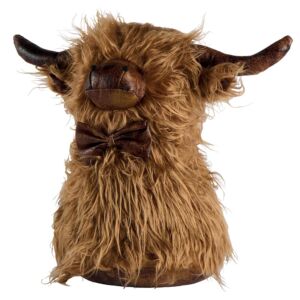 BLOQUE PORTE BUFFLE SIMILI CUIR ET FOURRURE SABLE 36 X 29 X 19 CM