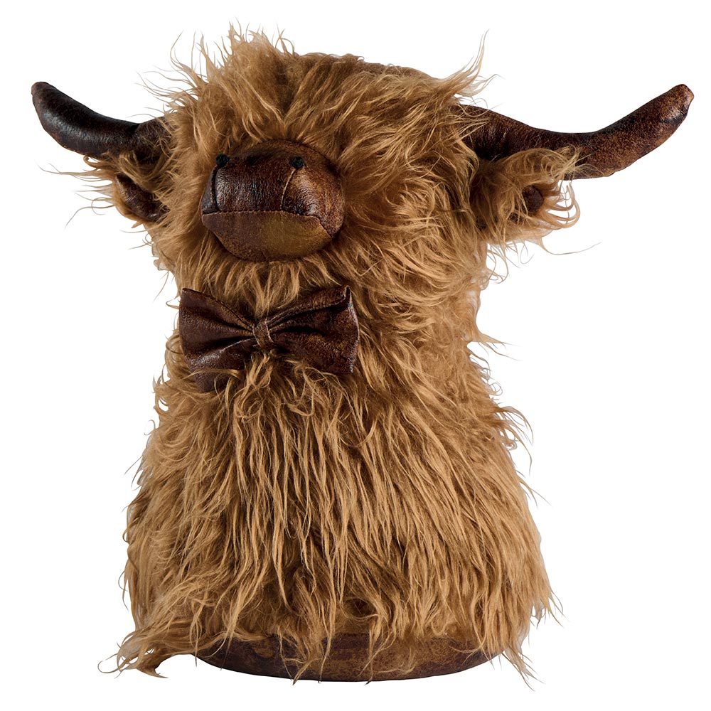 BLOQUE PORTE BUFFLE SIMILI CUIR ET FOURRURE SABLE 36 X 29 X 19 CM - Photo N°1