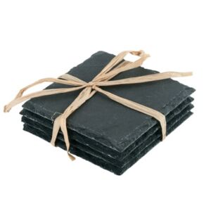 SET DE 4 SOUS VERRE CARRES EN ARDOISE NATUREL 10 X 10 CM