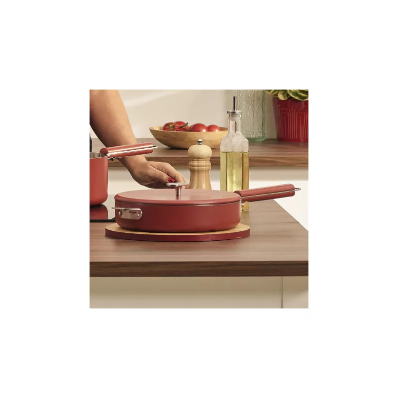 LA MERVEILLEUSE POELE INOX 28 CM COULEUR ROUGE PASSION - Photo N°1