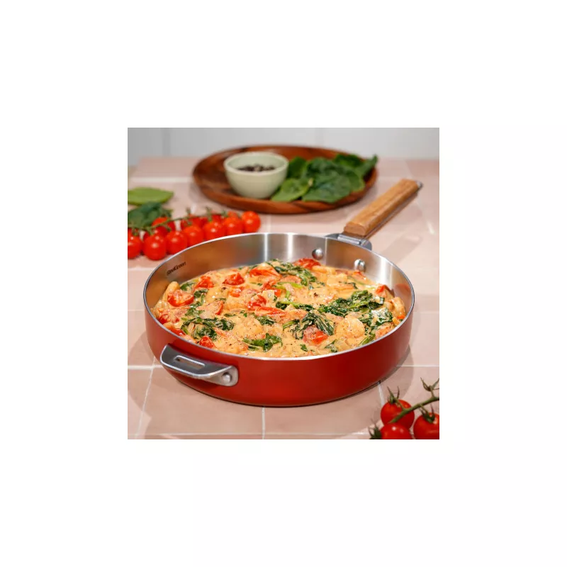 LA MERVEILLEUSE POELE INOX 28 CM COULEUR ROUGE PASSION - Photo N°2