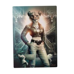 IMPRESSION S BINET LIONNE CUIR SUR DIBOND AVEC ATTACHE 20 X 28 CM