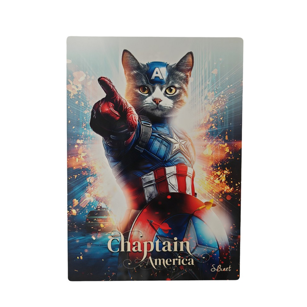 IMPRESSION S BINET CHAPTAIN AMERICA SUR DIBOND AVEC ATTACHE 20 X 28 CM - Photo N°1