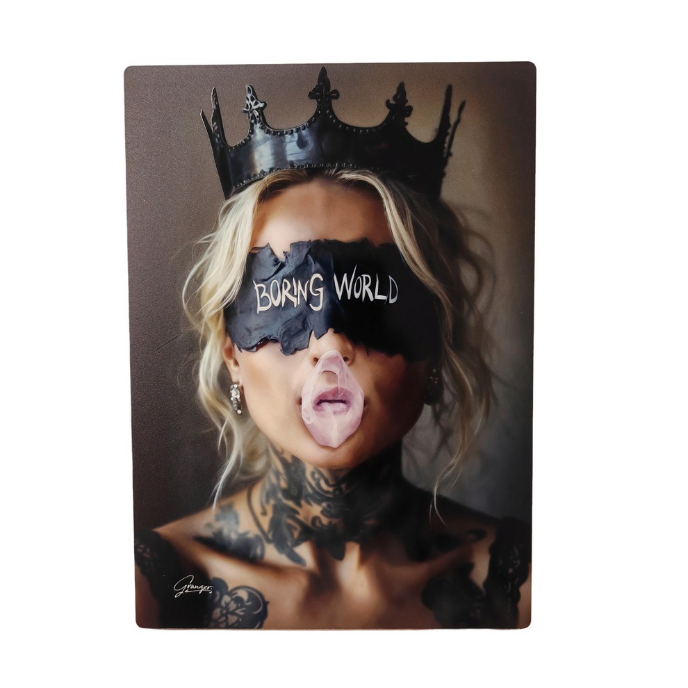 IMPRESSION  BORING WORLD DE GRANGER SUR DIBOND AVEC ATTACHE 20 X 28 CM - Photo N°1