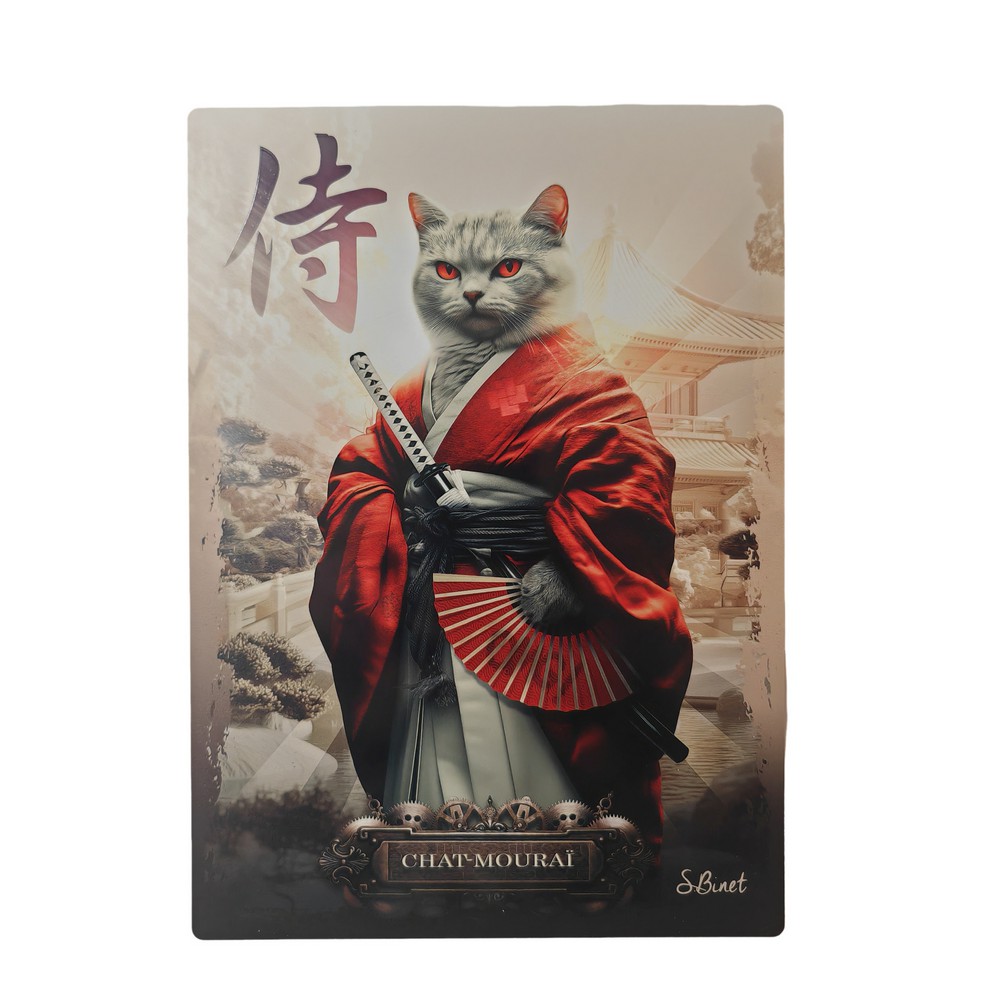 IMPRESSION S BINET CHAT MOURAI SUR DIBOND AVEC ATTACHE 20 X 28 CM - Photo N°1