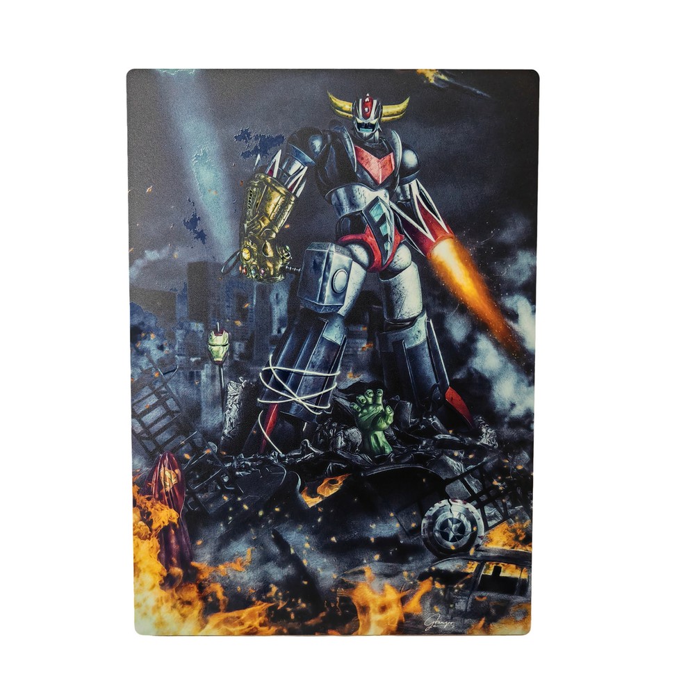 IMPRESSION WAR MACHINE GOLDORAK DE GRANGER SUR DIBOND AVEC ATTACHE 20 X 28 CM - Photo N°1