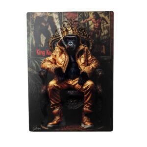IMPRESSION GORILLE KONG THE KING DE GRANGER SUR DIBOND AVEC ATTACHE 20 X 28 CM