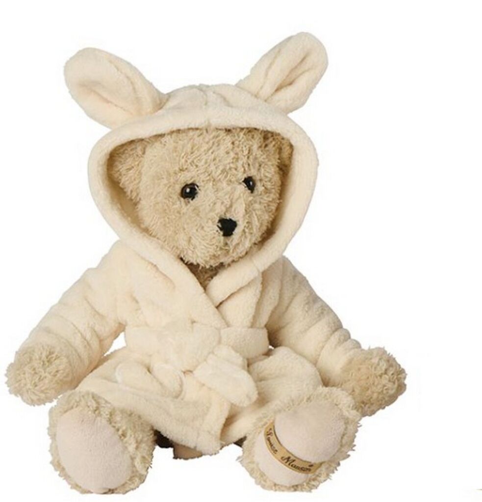 OURS EN PELUCHE BEIGE 33 CM ENEA PEIGNOIR ECRU - Photo N°1