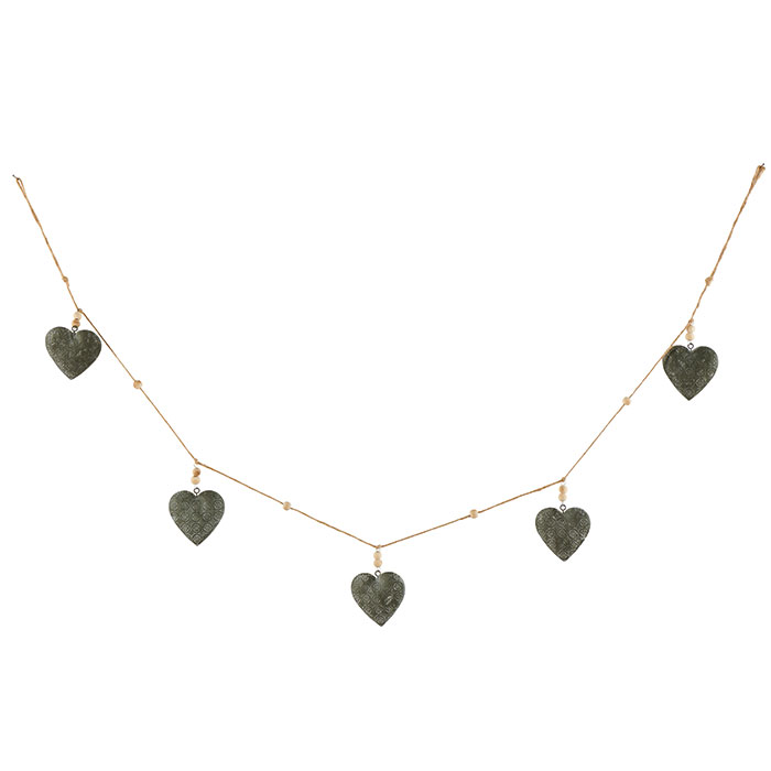 GUIRLANDE 5 COEURS EN METAL GRIS AJOURES 6.5 X 120 CM - Photo N°1