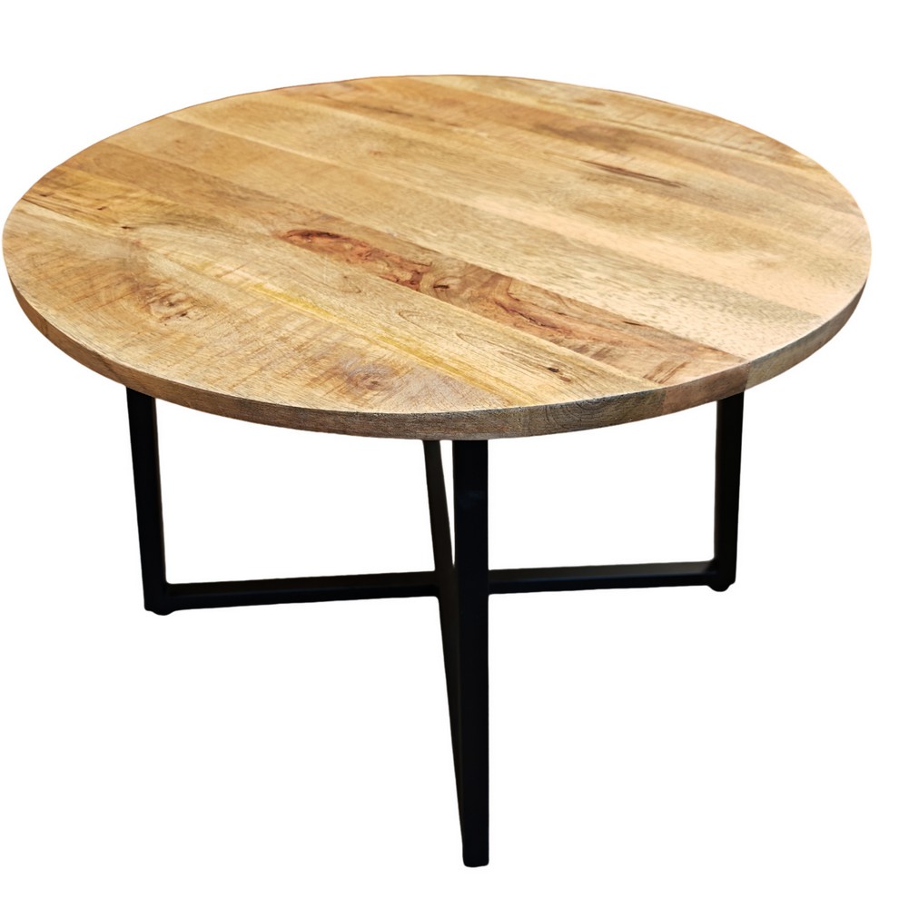 SET DE 3 TABLES GIGOGNES RONDES BOIS ET METAL 80 X48 - 60 X 43 - 40 X 36 CM - Photo N°5