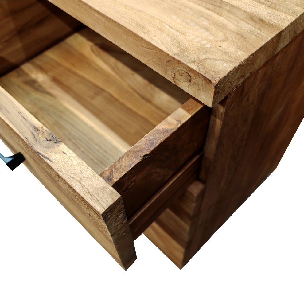 BAHUT BAS EN TECK NATUREL RECYCLE 175 X 86 X 53 CM 2 P 3T - Photo N°6