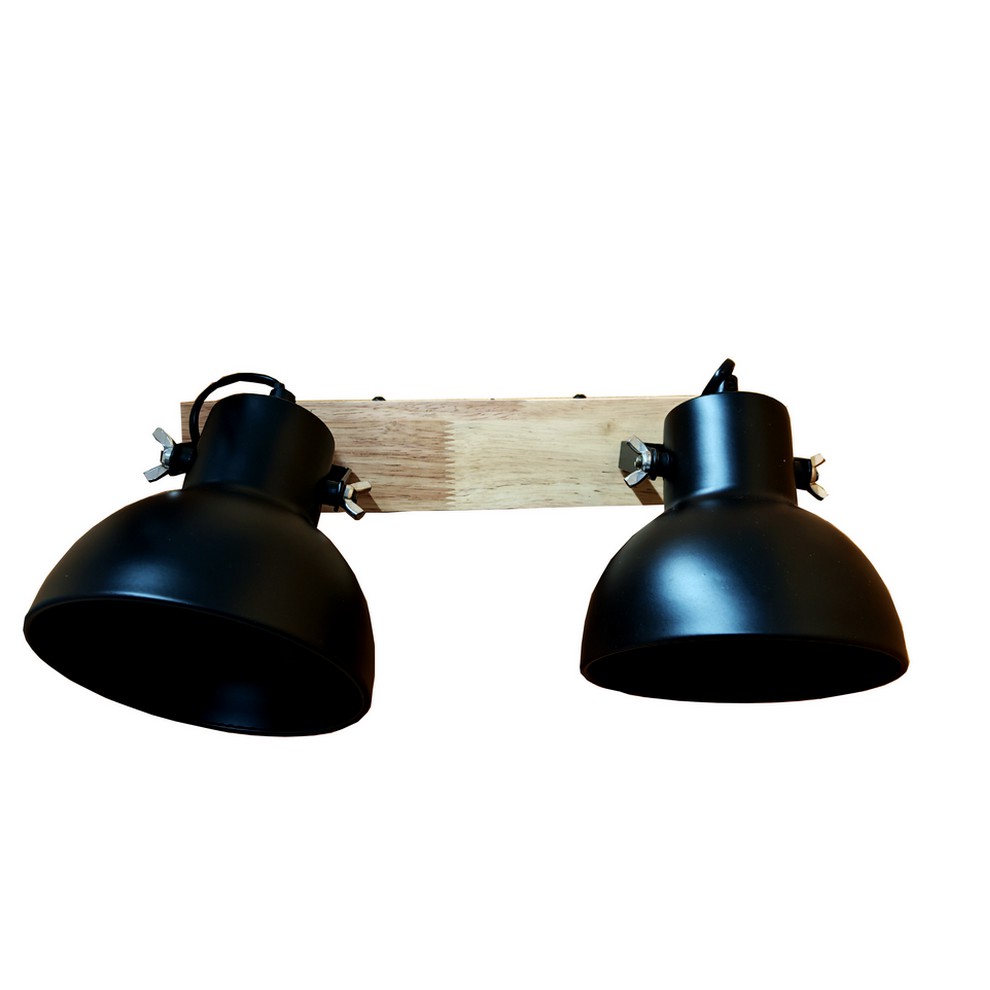 APPLIQUE MURALE ESPRIT INDUSTRIEL NOIR ET BOIS 39 X 21 X 17 CM - Photo N°5