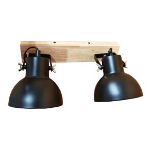 APPLIQUE MURALE ESPRIT INDUSTRIEL NOIR ET BOIS 39 X 21 X 17 CM