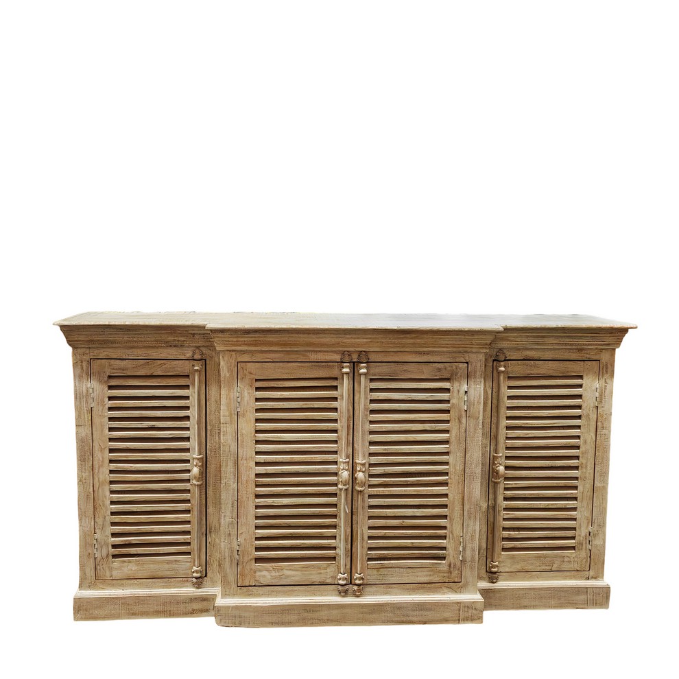 BAHUT 4 PORTES PERSIENNE MANGUIER MASSIF BLANCHI 180 X 95 X 41.5 CM - Photo N°1