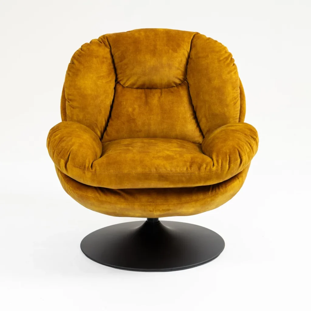 FAUTEUIL PIVOTANT TOPI VELOURS OCRE  H 83.8 X L 80.7 X P 83.7 CM - Photo N°9