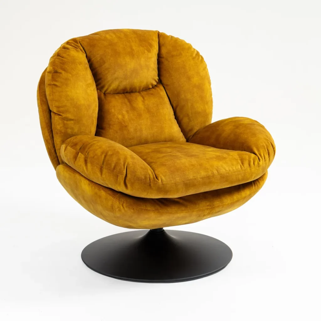 FAUTEUIL PIVOTANT TOPI VELOURS OCRE  H 83.8 X L 80.7 X P 83.7 CM - Photo N°1