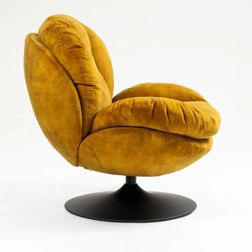 FAUTEUIL PIVOTANT TOPI VELOURS OCRE  H 83.8 X L 80.7 X P 83.7 CM - Photo N°5