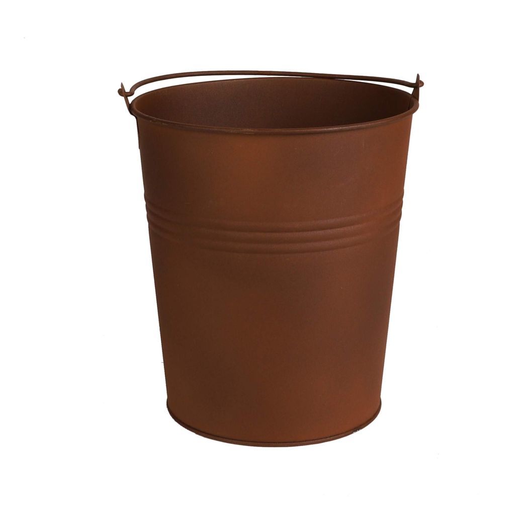 SEAU EN METAL ASPECT ROUILLE AVEC ANSE 15 X 16 X 15 CM - Photo N°1