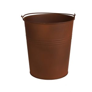 SEAU EN METAL ASPECT ROUILLE AVEC ANSE 13 X 14 X 13 CM