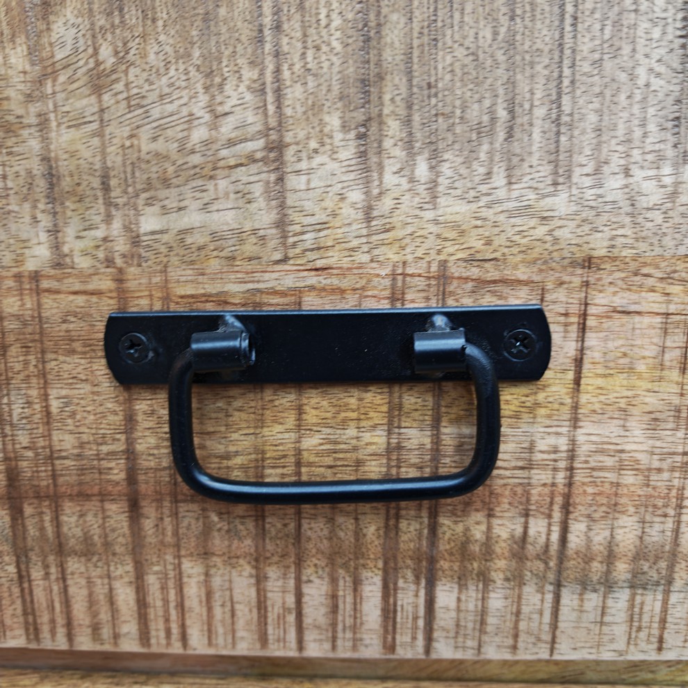 BAHUT BAS 2 PORTES 6 TIROIRS EN MANGUIER MASSIF ET METAL NOIR 200 X 81 X 46 CM - Photo N°9