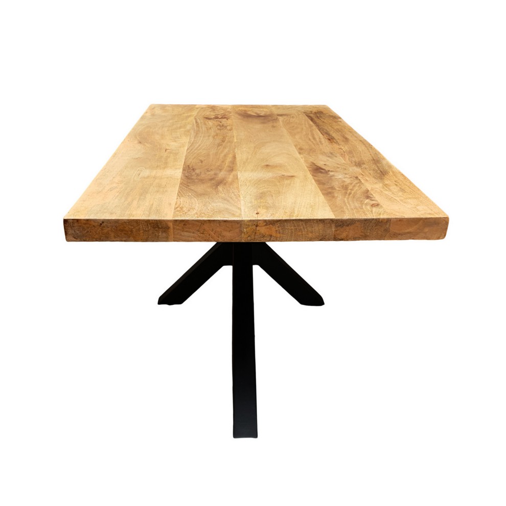 TABLE DE SALON BOIS MANGUIER MASSIF-METAL NOIR ETOILE 120 X 47.5 X 60 CM - Photo N°5