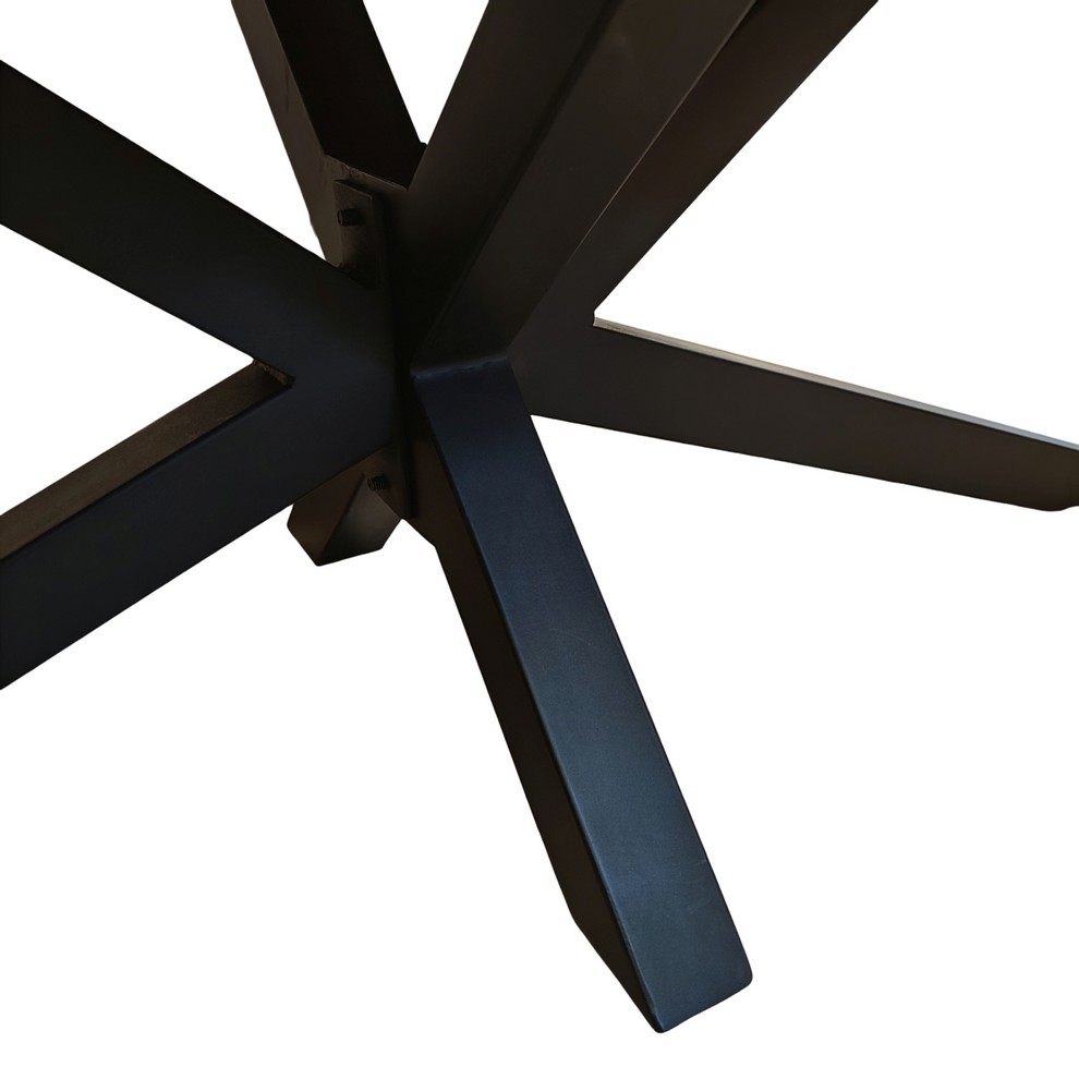 TABLE DE SALON BOIS MANGUIER MASSIF-METAL NOIR ETOILE 120 X 47.5 X 60 CM - Photo N°4