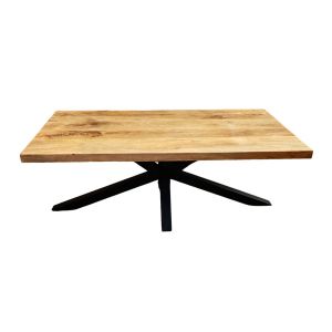 TABLE DE SALON BOIS MANGUIER MASSIF-METAL NOIR ETOILE 120 X 47.5 X 60 CM