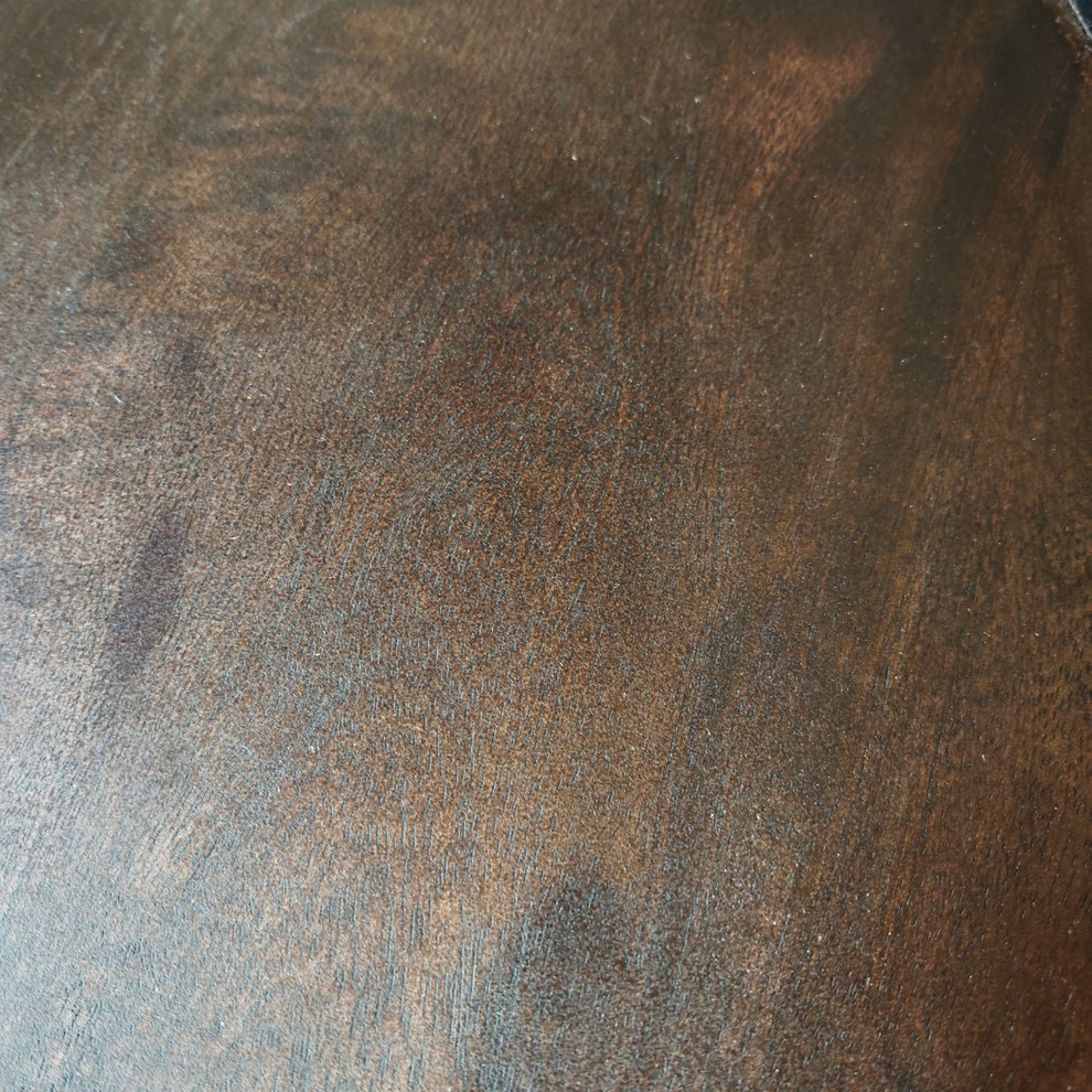 TABLE DE SALON RONDE BOIS MANGUIER MASSIF FINITION WENGUE 75 X 44 CM - Photo N°6