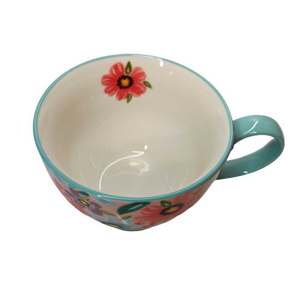 BOL JUMBO VELIA DECOR DE FLEURS ET BLEU 45 CL 11.5 CM - Photo N°2