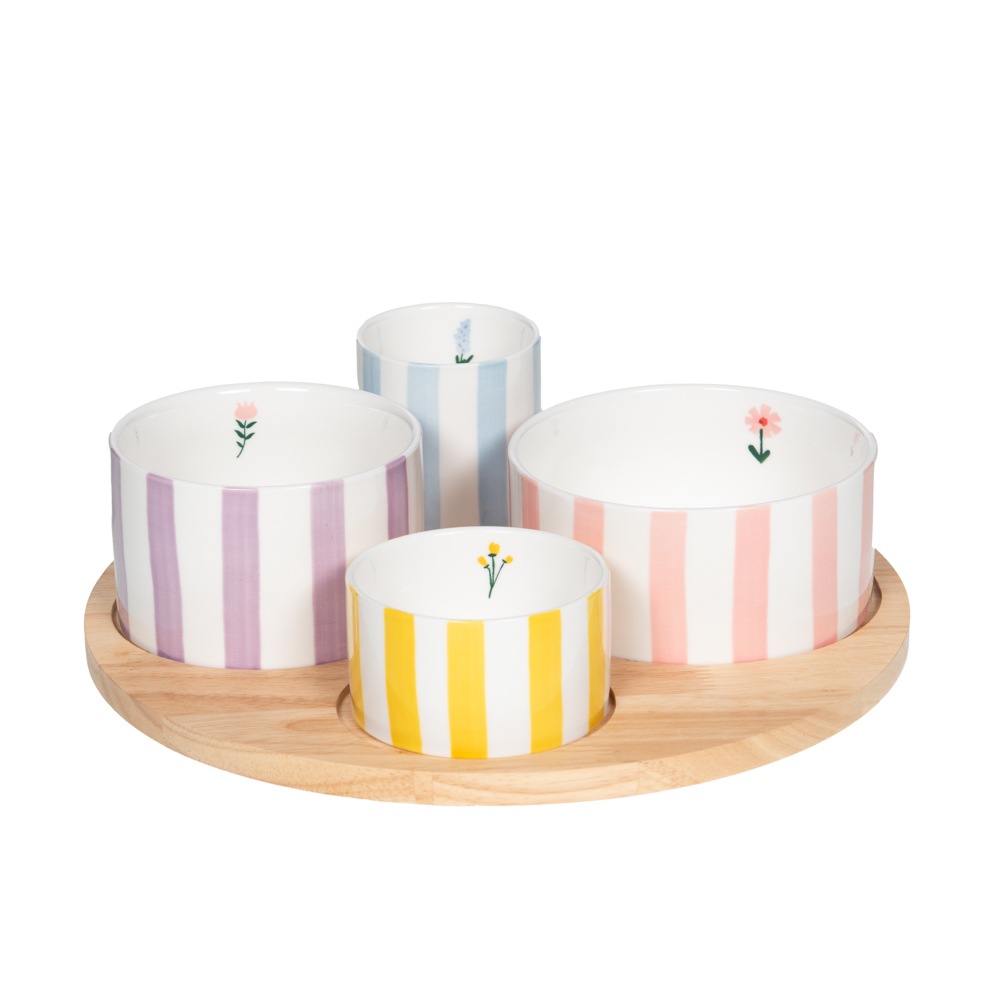 SERVICE APERITIF BANDOL 4 PIECES PLATEAU TOURNANT BOIS - Photo N°4